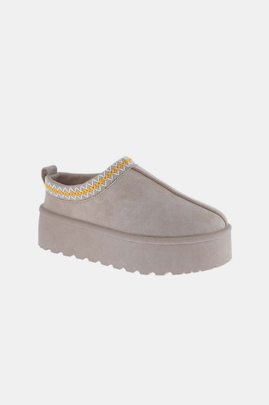 Platform Embroidered Trim Slip-Ons