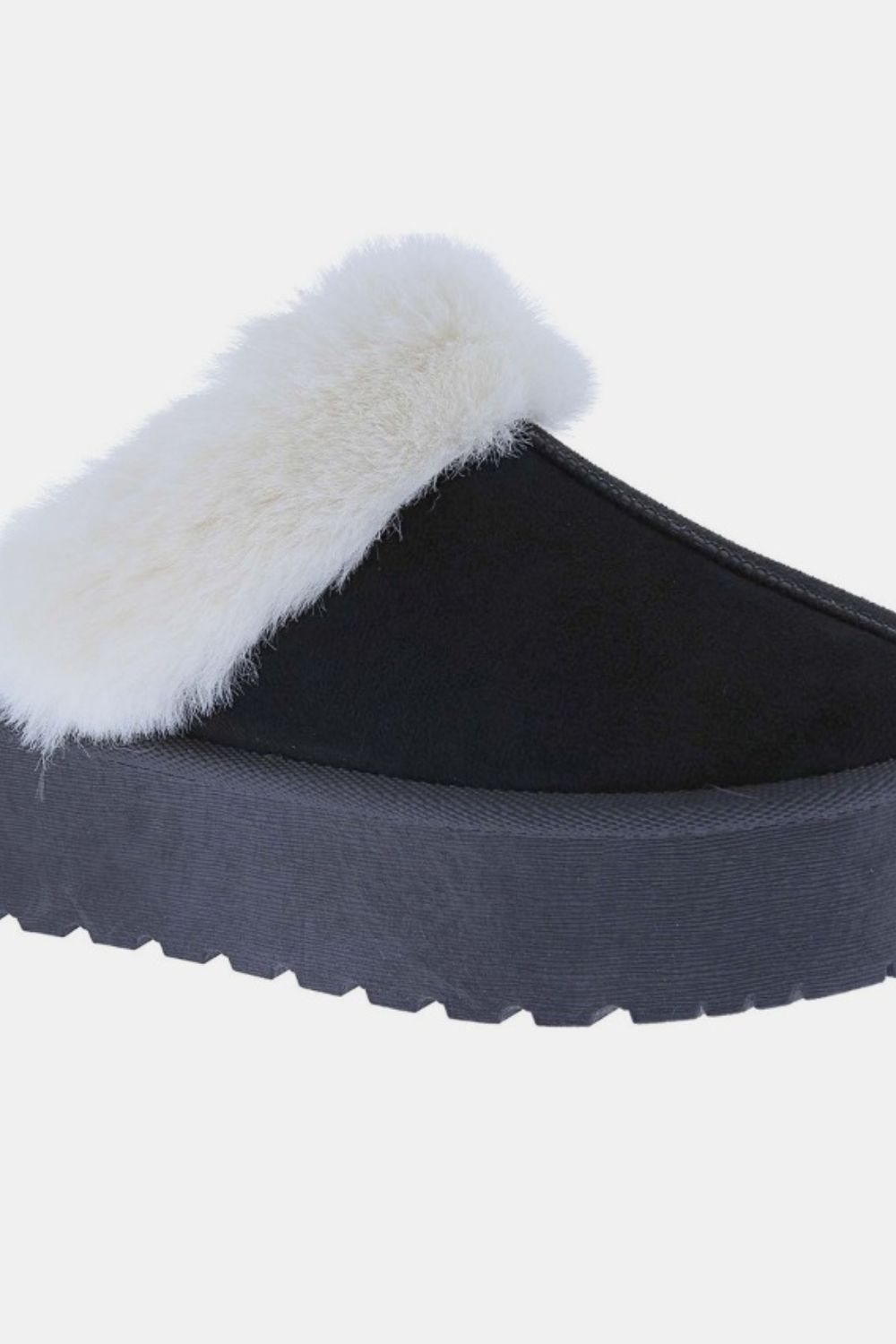 Thick Bottom Fur Trim Slippers