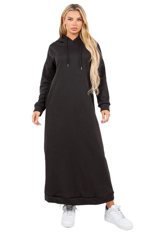 SEXY LONG MAXI HOODIE DRESS