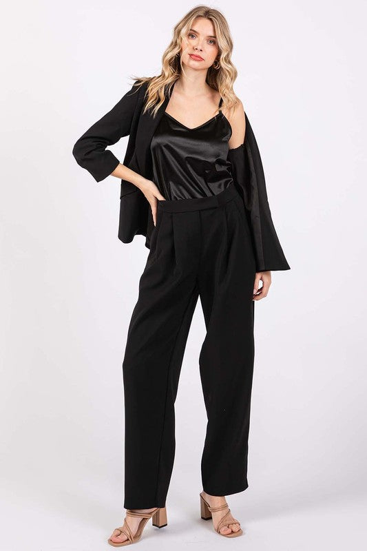 High-Waisted Pleated Slacks