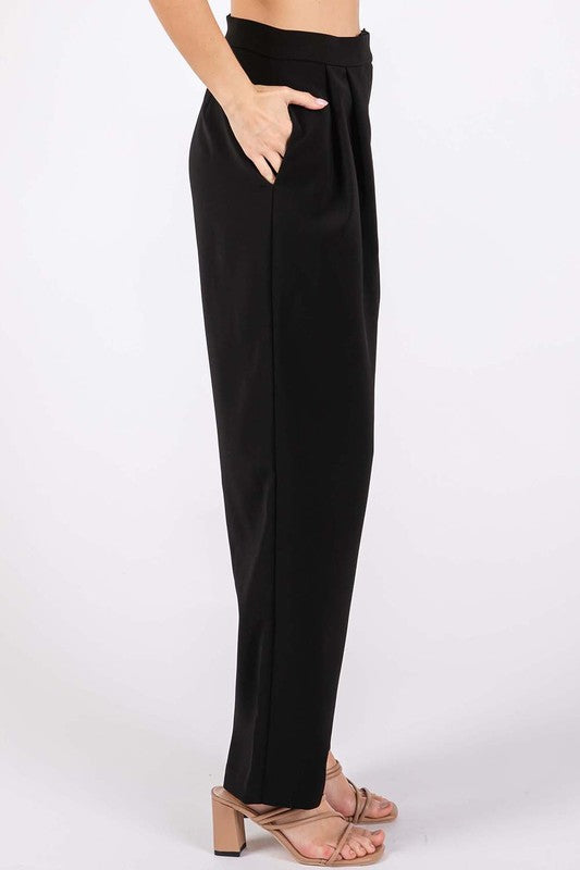 High-Waisted Pleated Slacks