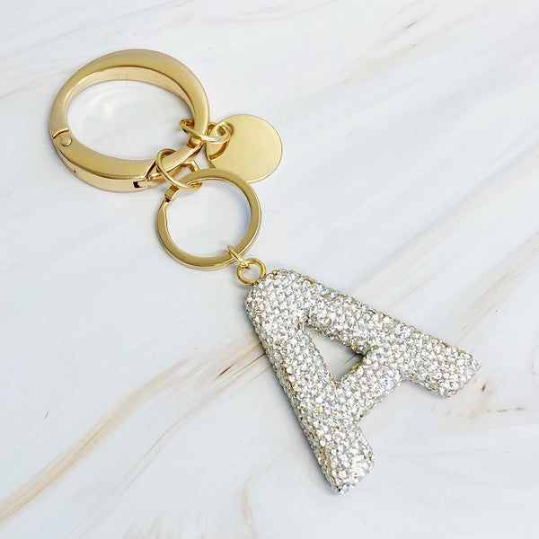 It Girl Glam Initial Key Chain - Crystal Clear