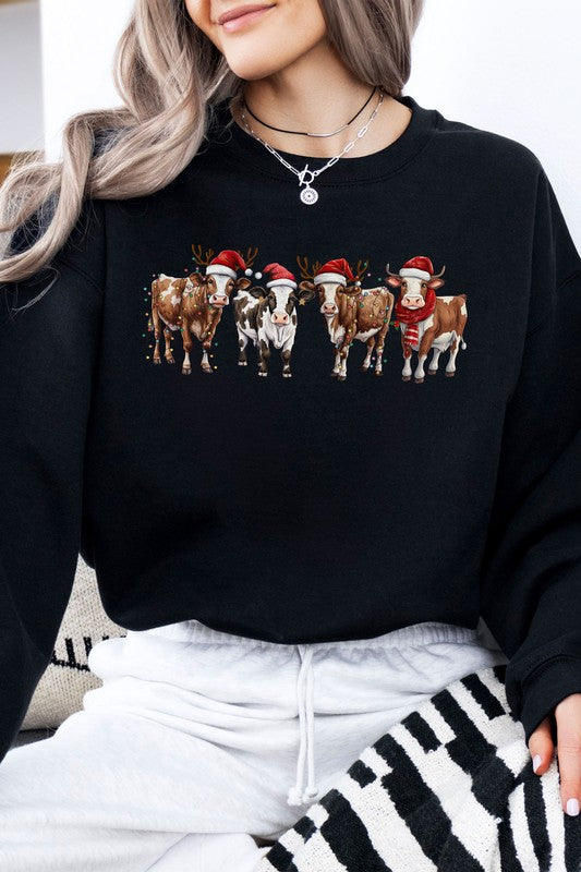 Cow Farm Animal Christmas Light Sweatshirt