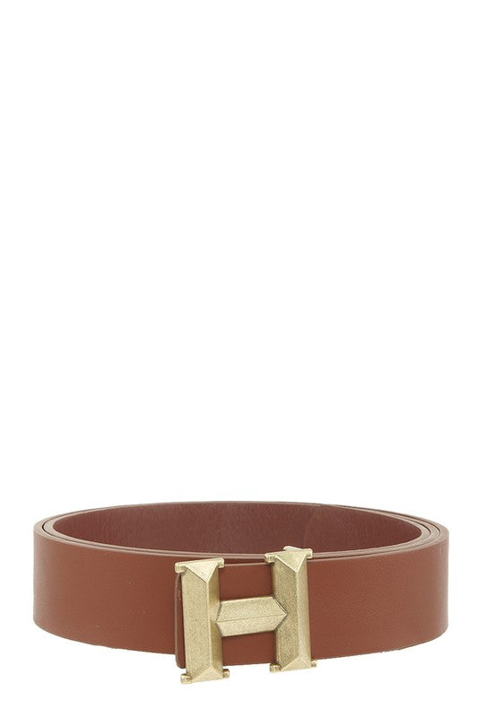 Metal H Accent Buckle Belt