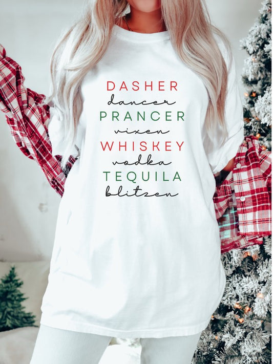 Dasher Dancer Prancer Vixen Whiskey Boutique Tee