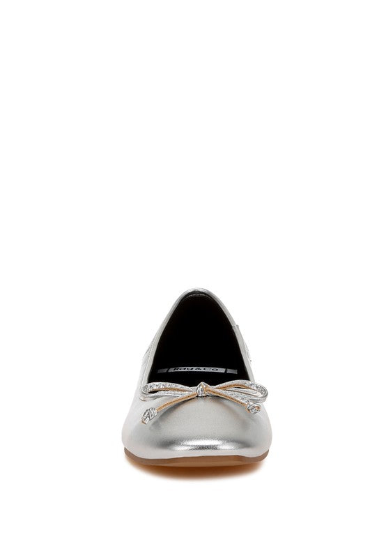 Ipara Bow Detail Metallic Ballerinas