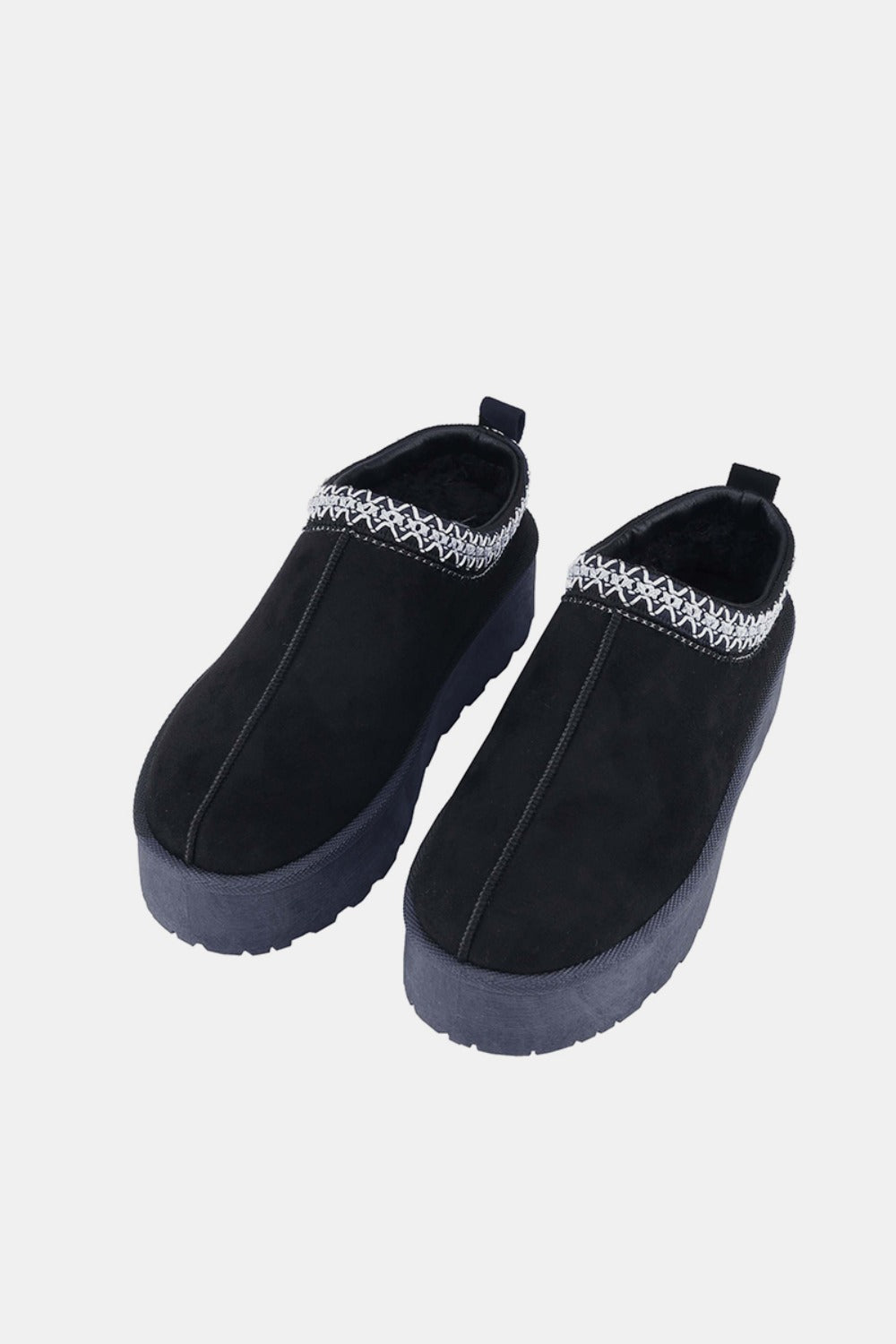 Platform Embroidered Trim Slip-Ons