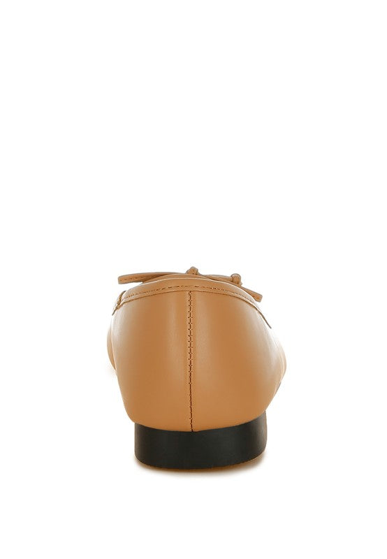 Acino Faux Leather Bow Detail Ballerinas