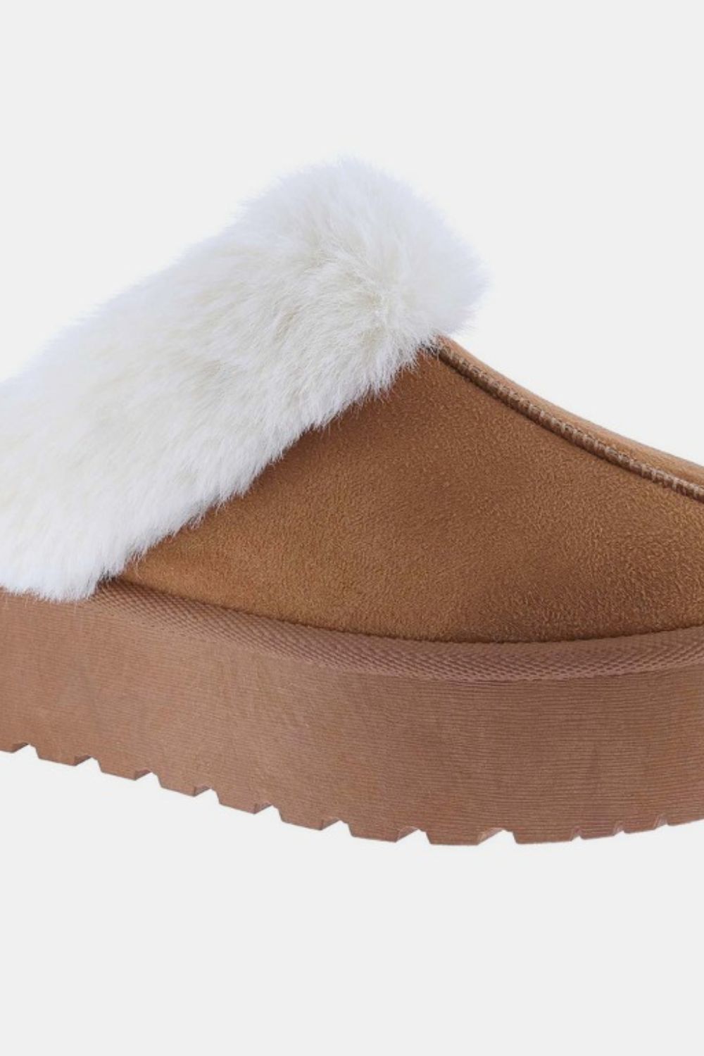 Thick Bottom Fur Trim Slippers