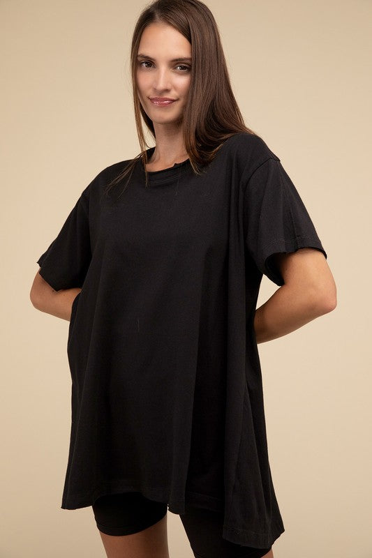 Cotton Drop Shoulder Oversized Top