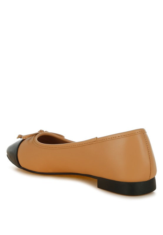 Acino Faux Leather Bow Detail Ballerinas