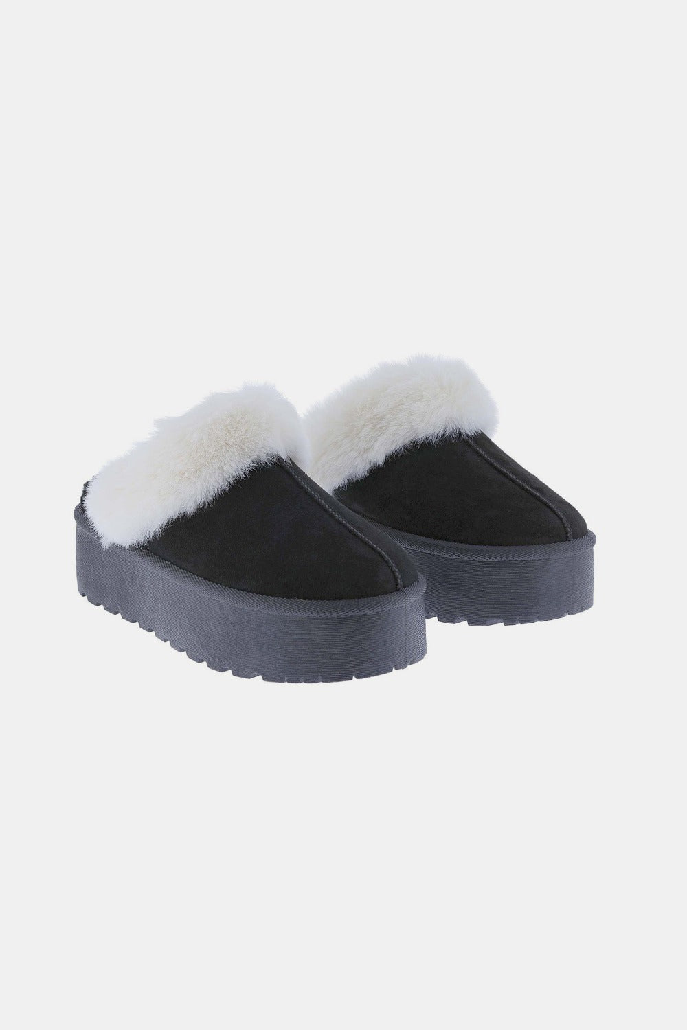 Thick Bottom Fur Trim Slippers