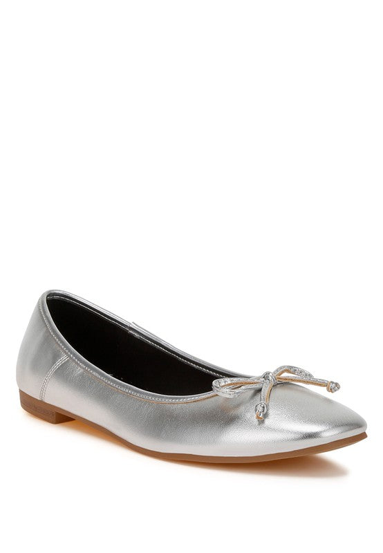 Ipara Bow Detail Metallic Ballerinas