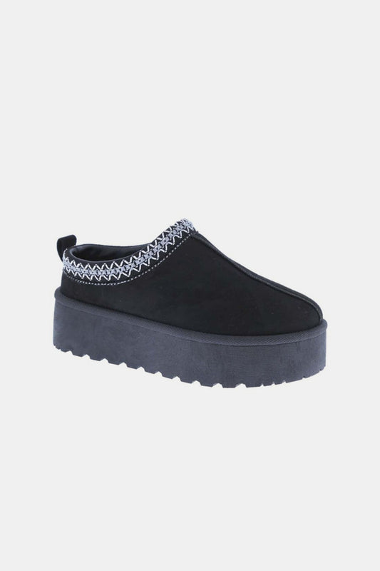 Platform Embroidered Trim Slip-Ons